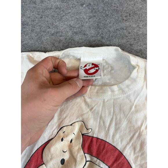 VINTAGE 80s The Real Ghostbusters Shirt Youth Medium White Single Stitch Tee USA - Picture 8 of 10